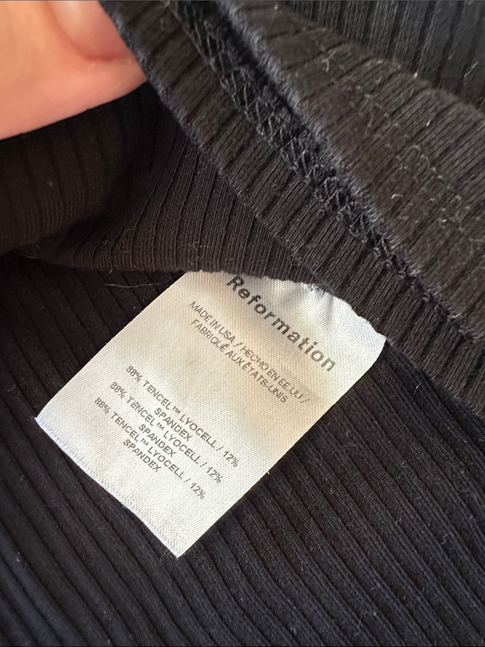 Reformation Black Ribbed Sculpting Tank Top Medium Double Layer Hourglass - Picture 6 of 7